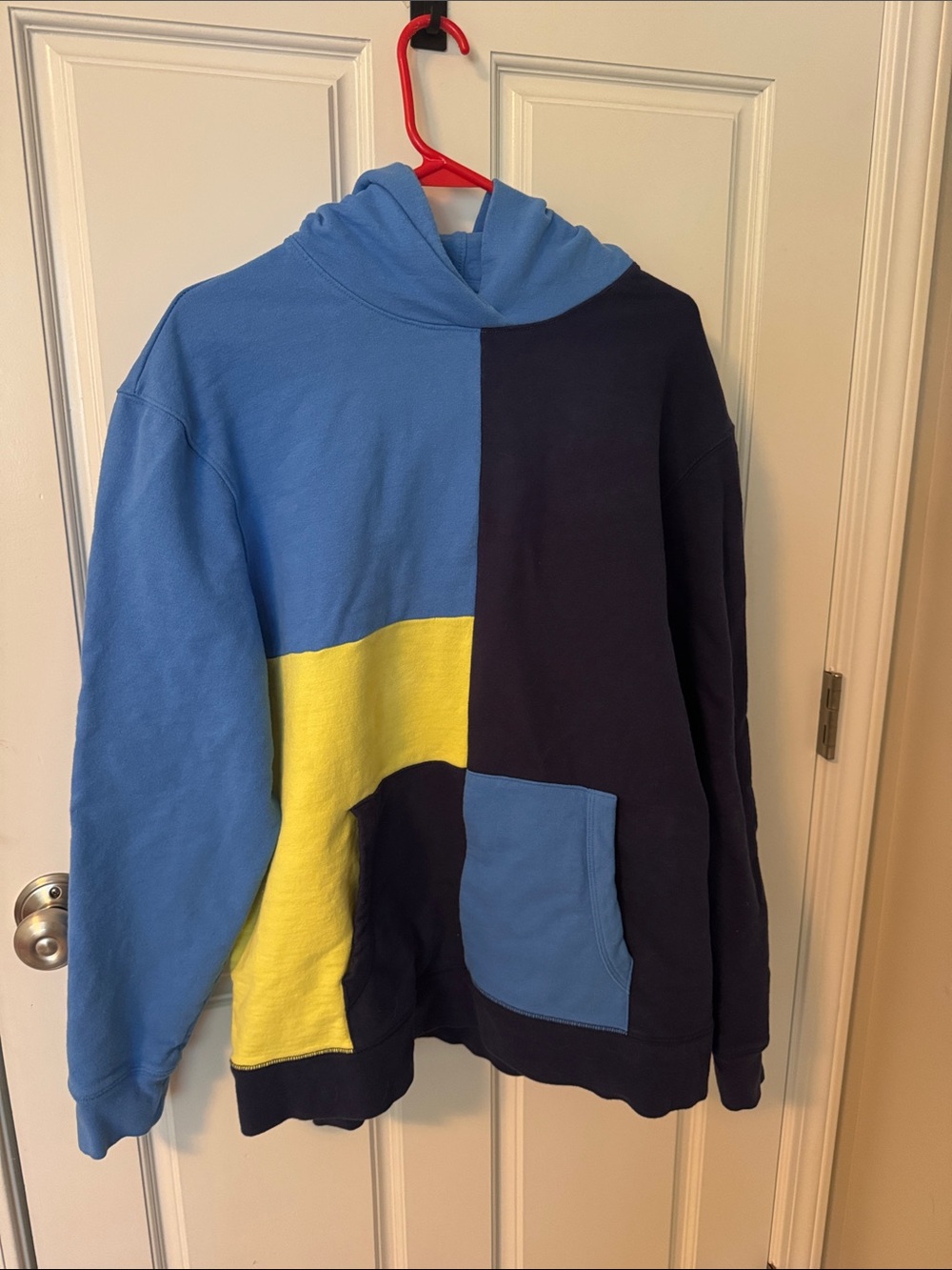 The Rail Colorblock Blue, Navy & Yellow Crewneck Hoodie